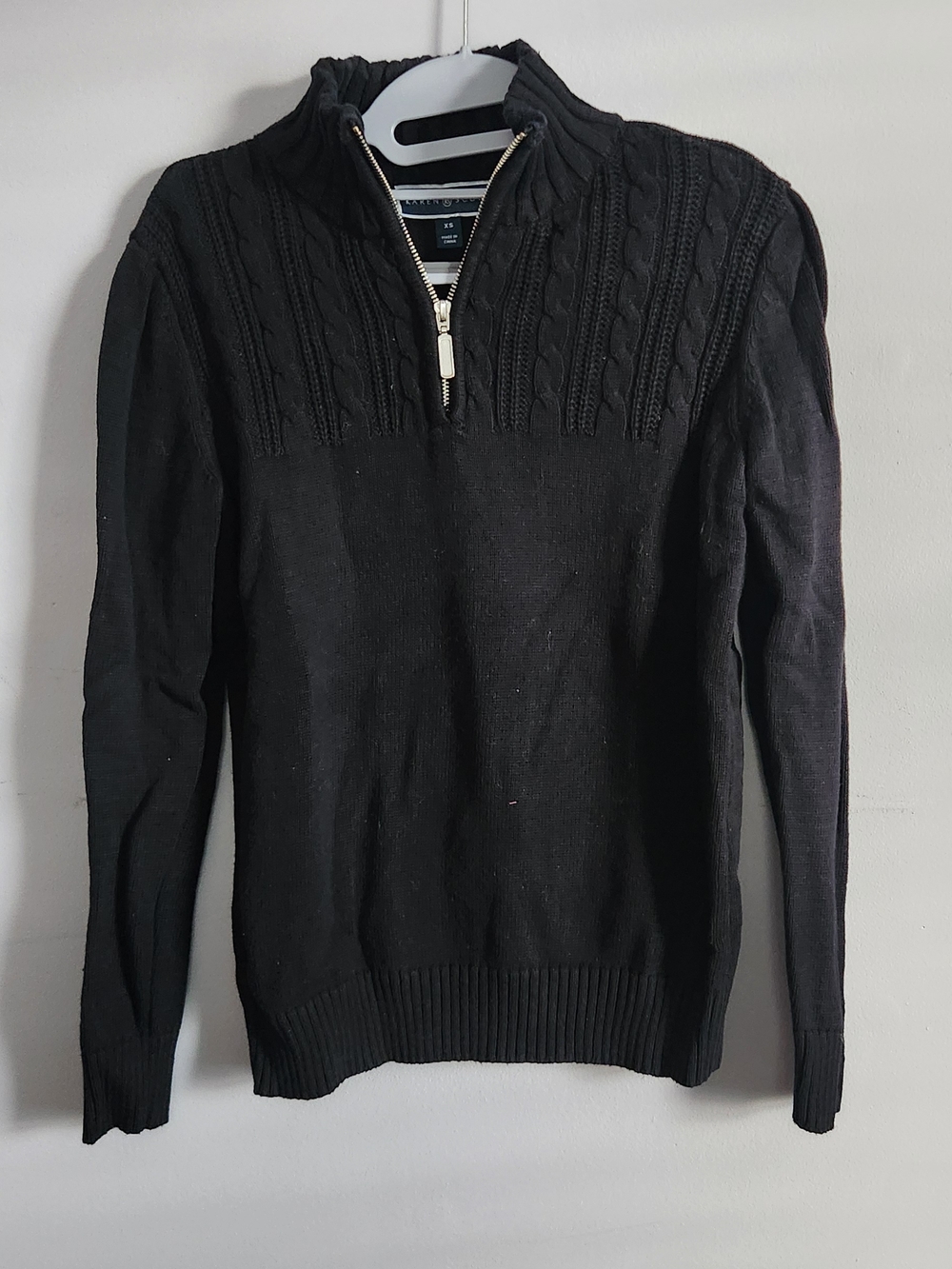 Karen Scott Black Half-Zip Cable Knit Pullover